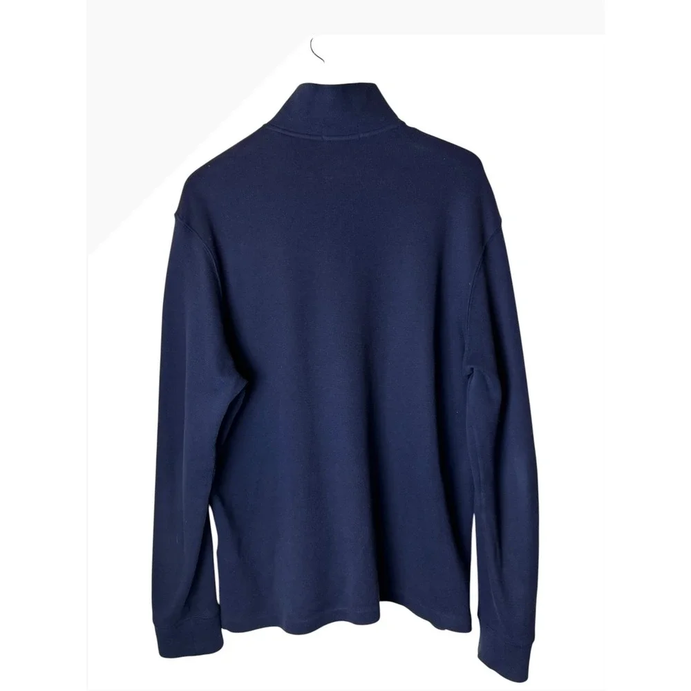 Polo Ralph Lauren Quarter Zip Pullover Men Large Navy Blue‎ Cotton Knit Preppy